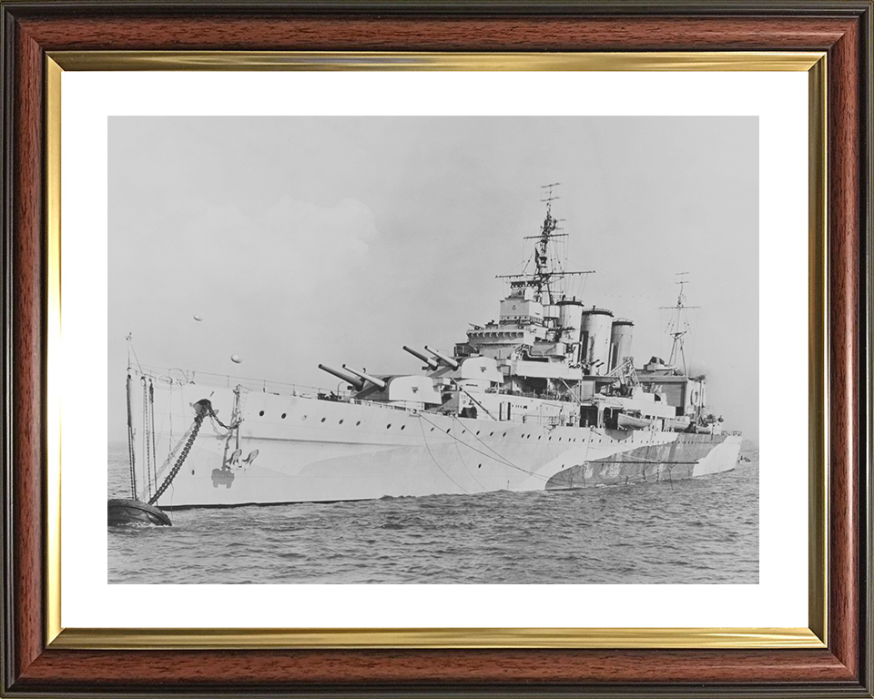 HMS Cumberland (57) Royal Navy County Class Cruiser Warship At a Buoy Photo Print Wall Art Decor Posters, Prints, & Visual Artwork Hampshire Prints 10 x 8 Classic Frame Yes