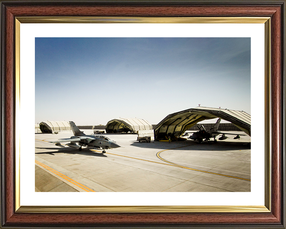 RAF Tornado GR4 Jet at Kandahar airfield in Afghanistan Photo Print - Royal Air Force Aircraft Posters, Prints, & Visual Artwork Hampshire Prints 10 x 8 Classic Frame Yes