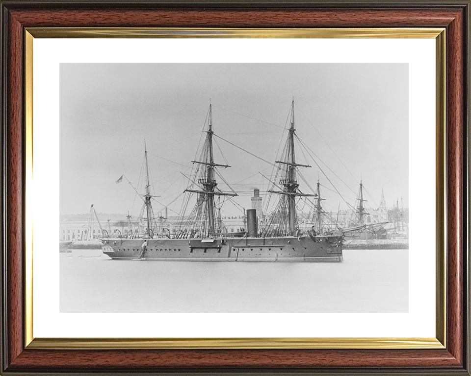 HMS Iron Duke (1870) Photo Print - At Anchor - Royal Navy Audacious Class Ironclad Posters, Prints, & Visual Artwork Hampshire Prints 10 x 8 Classic Frame Yes