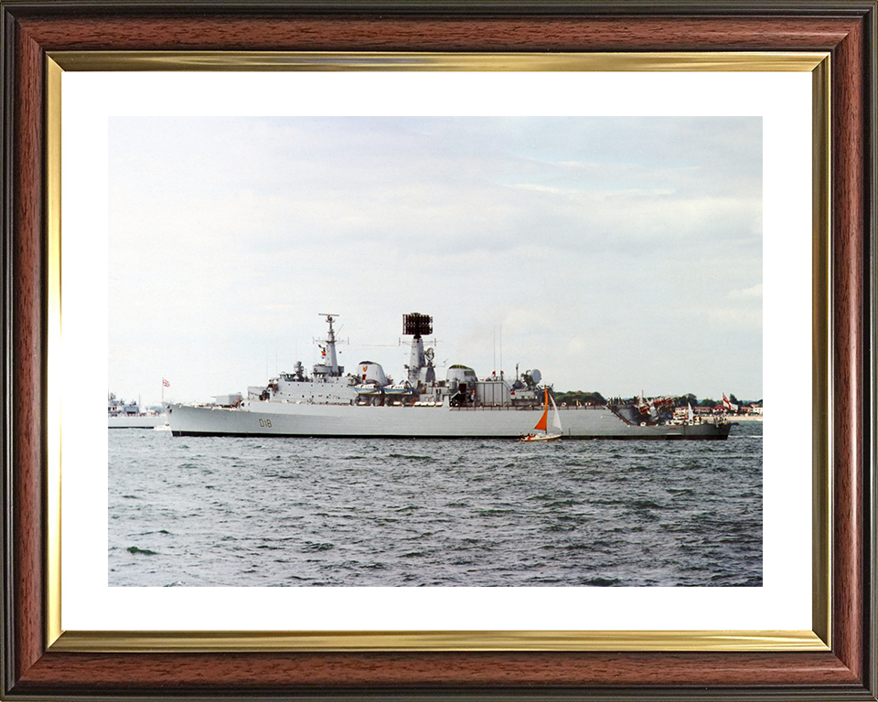 HMS Antrim (D18) Royal Navy County Class Destroyer At Anchor Photo Print Wall Art Decor Posters, Prints, & Visual Artwork Hampshire Prints 10 x 8 Classic Frame Yes
