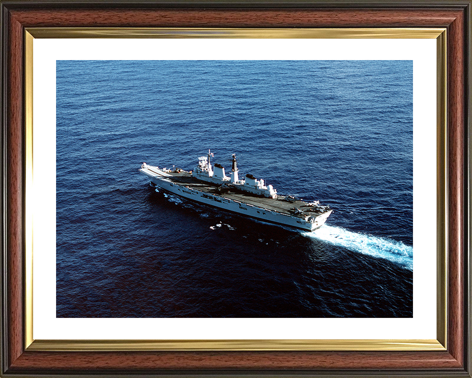 HMS Invincible (R05) Photo Print - At Sea 1990 - Royal Navy Invincible Class Aircraft Carrier Hampshire Prints 10 x 8 Classic Frame Yes