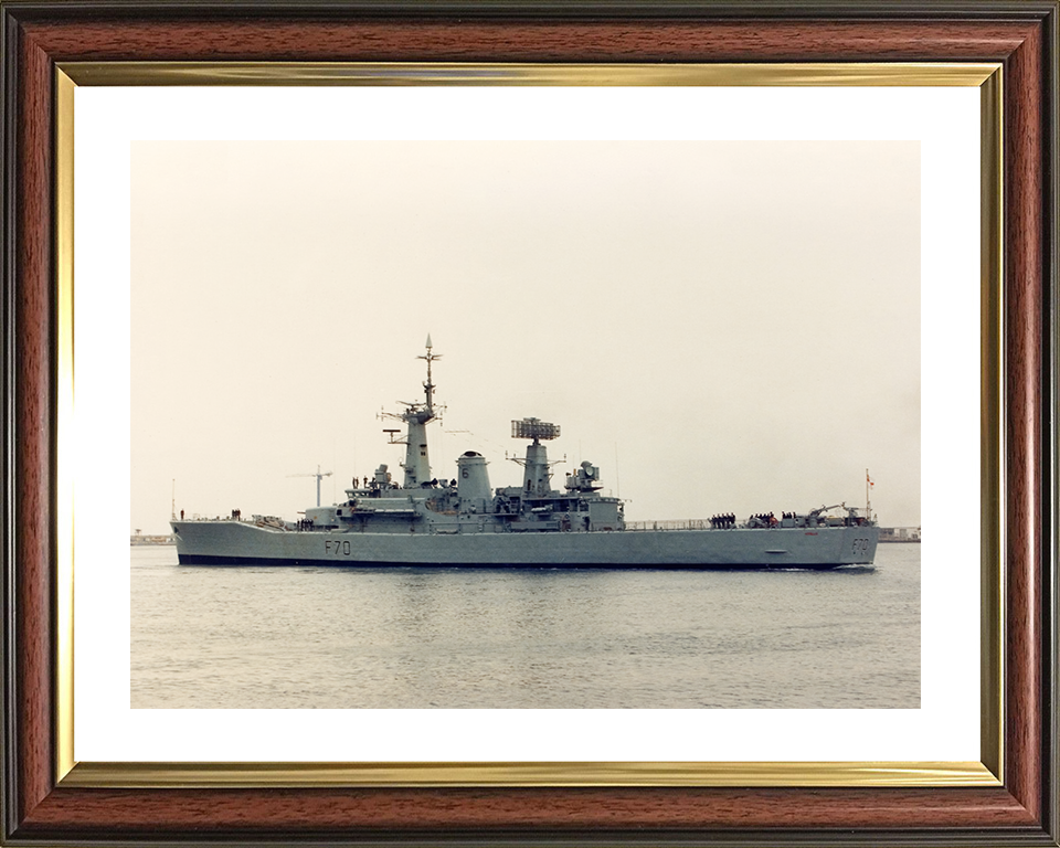HMS Apollo (F70) Royal Navy Leander Class Frigate Leaving Harbour Photo Print Wall Art Decor Posters, Prints, & Visual Artwork Hampshire Prints 10 x 8 Classic Frame Yes
