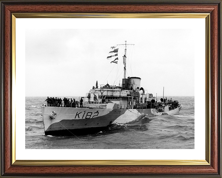 HMS Bittersweet (K182) Photo Print - Under Tow 1943 - Royal Navy Flower Class Corvette Hampshire Prints 10 x 8 Classic Frame Yes