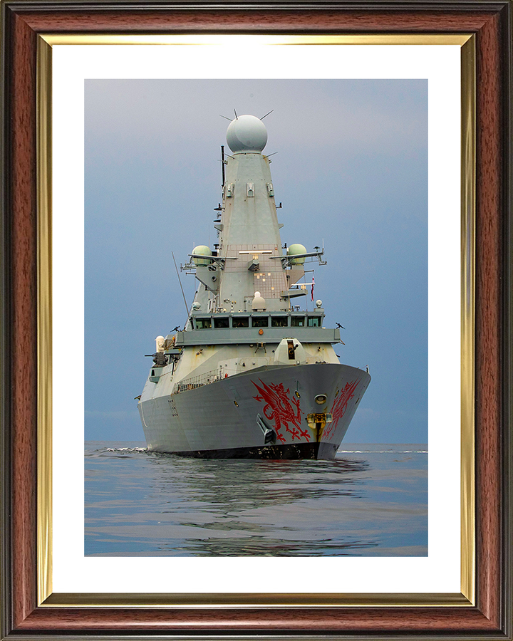 HMS Dragon (D35) Royal Navy Type 45 Destroyer Low Starboard Bow View Photo Print Wall Art Decor Posters, Prints, & Visual Artwork Hampshire Prints 10 x 8 Classic Frame Yes