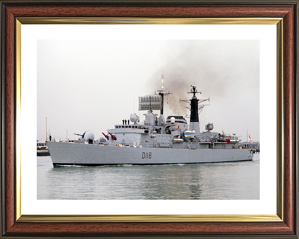 HMS Coventry (D118) Royal Navy Type 42 Destroyer Leaving Harbour Photo Print Wall Art Decor Posters, Prints, & Visual Artwork Hampshire Prints 10 x 8 Classic Frame Yes
