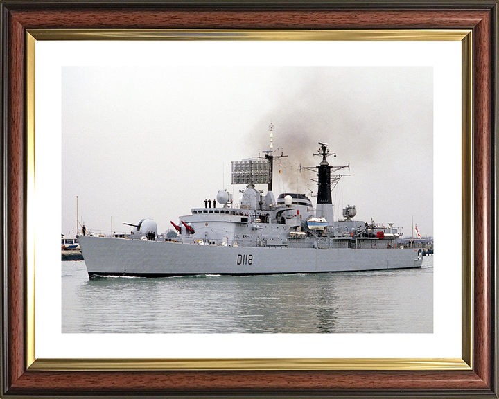 HMS Coventry (D118) Royal Navy Type 42 Destroyer Leaving Harbour Photo Print Wall Art Decor Posters, Prints, & Visual Artwork Hampshire Prints 10 x 8 Classic Frame Yes