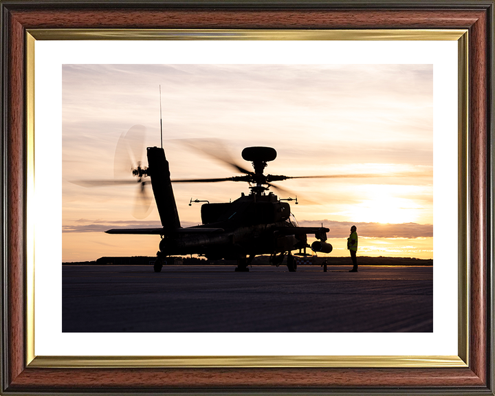 Army air Corps Apache Helicopters at sunset Silhouette Photo Print - British Army Posters, Prints, & Visual Artwork Hampshire Prints 10 x 8 Classic Frame Yes