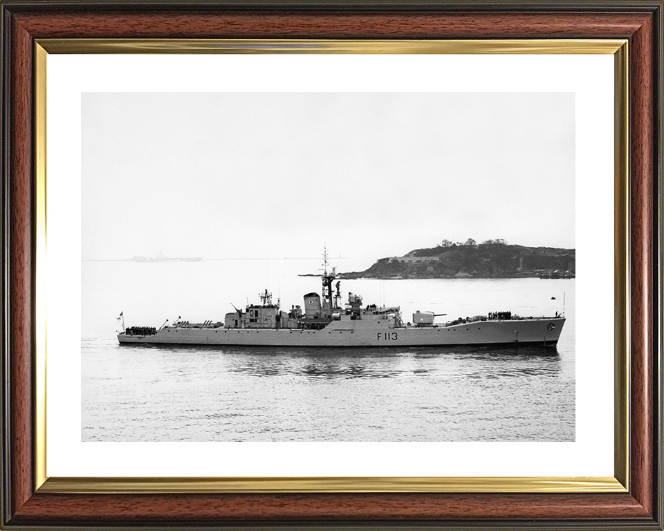 HMS Falmouth (F113) Photo Print - Entering Harbour 1962 - Royal Navy Rothesay Class Frigate Posters, Prints, & Visual Artwork Hampshire Prints 10 x 8 Classic Frame Yes