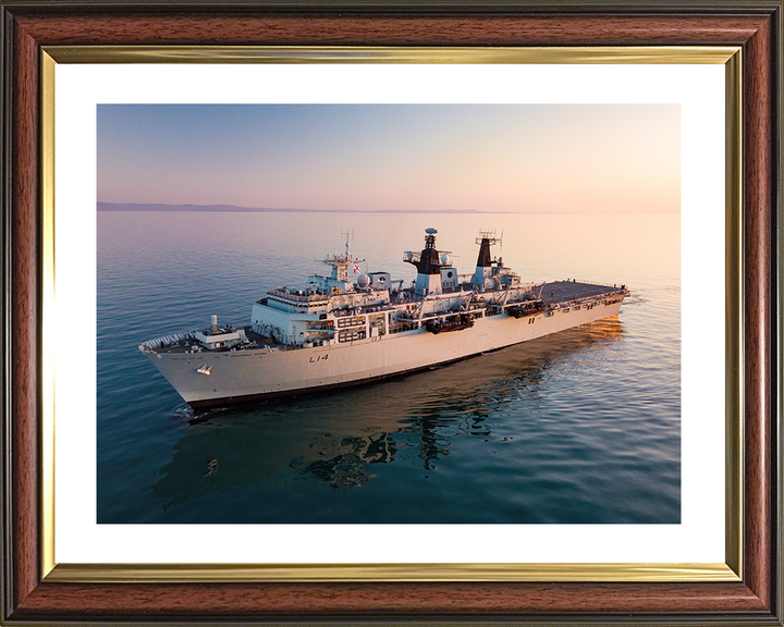 HMS Albion (L14) Royal Navy Albion Class Amphibious Ship At Sunset Photo Print Wall Art Naval Decor Posters, Prints, & Visual Artwork Hampshire Prints 10 x 8 Classic Frame Yes