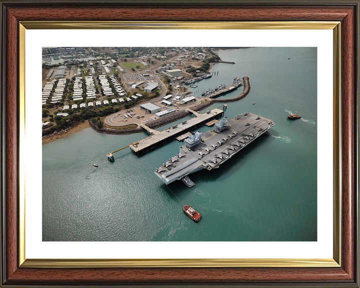HMS Prince of Wales (R09) Photo Print - Darwin 2025 - Royal Navy Queen Elizabeth Class Aircraft Carrier Hampshire Prints 10 x 8 Classic Frame Yes