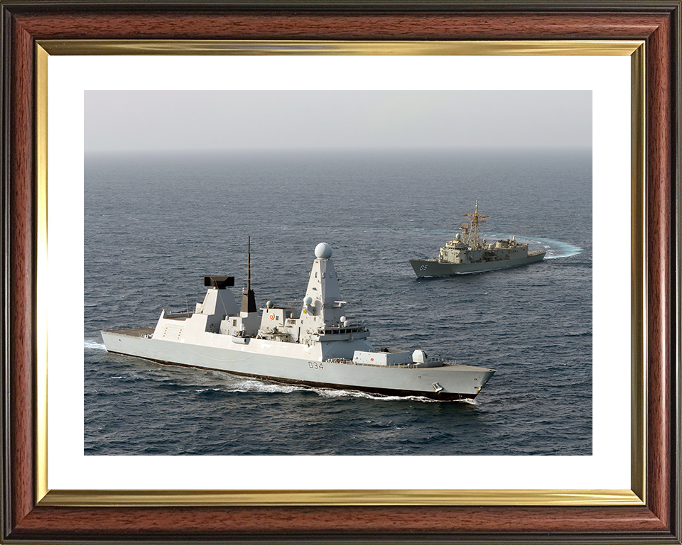 HMS Diamond (D34) Royal Navy Type 45 Destroyer HMAS Melbourne Photo Print Wall Art Decor Posters, Prints, & Visual Artwork Hampshire Prints 10 x 8 Classic Frame Yes