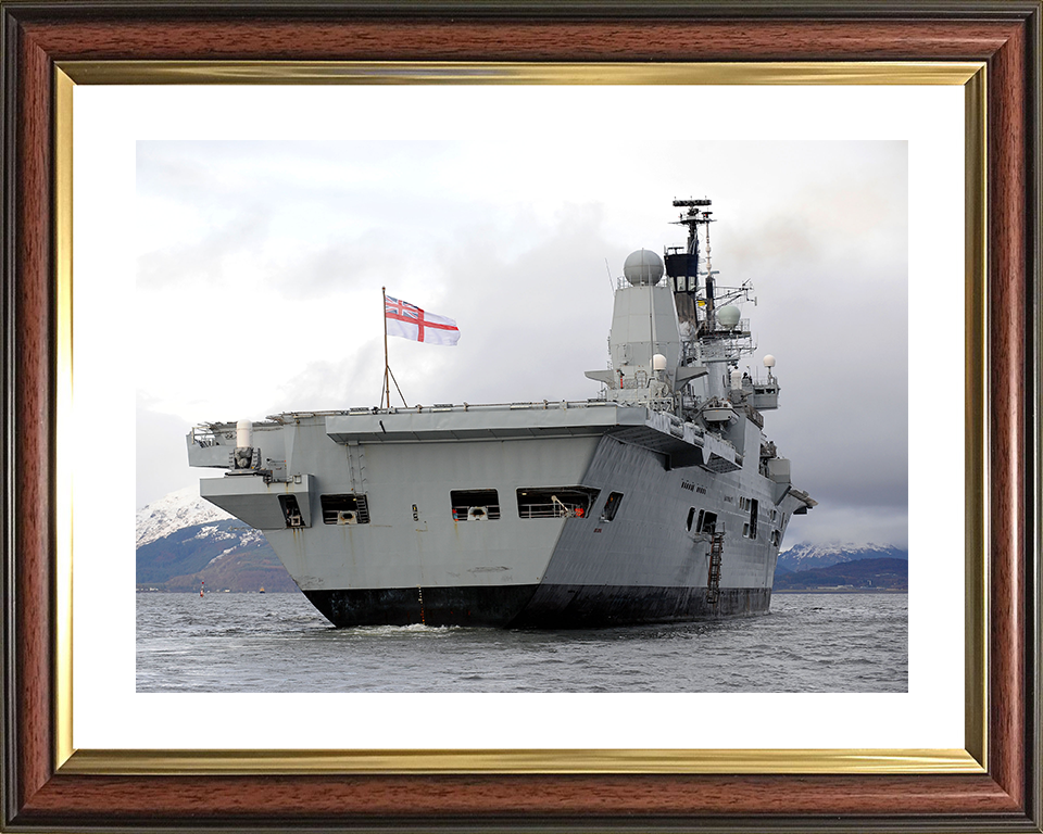 HMS Ark Royal (R07) Photo Print - Stern View 2009 - Royal Navy Invincible Class Aircraft Carrier Hampshire Prints 10 x 8 Classic Frame Yes