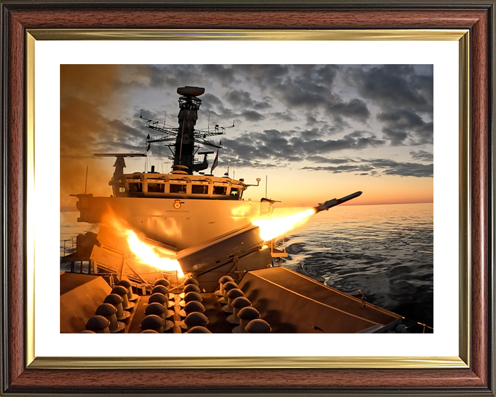 HMS Somerset (F82) Photo Print - Firing NSM 2025 - Royal Navy Type 23 Frigate Hampshire Prints 10 x 8 Classic Frame Yes