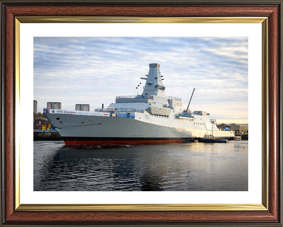 HMS Glasgow (F88) Photo Print - Scotstoun Shipyard 2022 - Royal Navy Type 26 Frigate Posters, Prints, & Visual Artwork Hampshire Prints 10 x 8 Classic Frame Yes