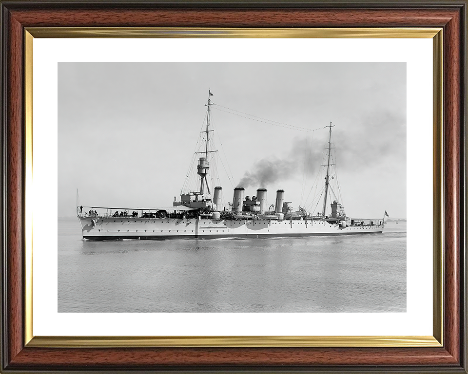 HMS Chatham (1911) Royal Navy Town Class light Cruiser Port Side View Photo Print Wall Art Decor Posters, Prints, & Visual Artwork Hampshire Prints 10 x 8 Classic Frame Yes