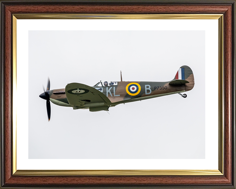 RAF Spitfire MK11a in flight Photo Print - Royal Air Force Aircraft Hampshire Prints 10 x 8 Classic Frame Yes