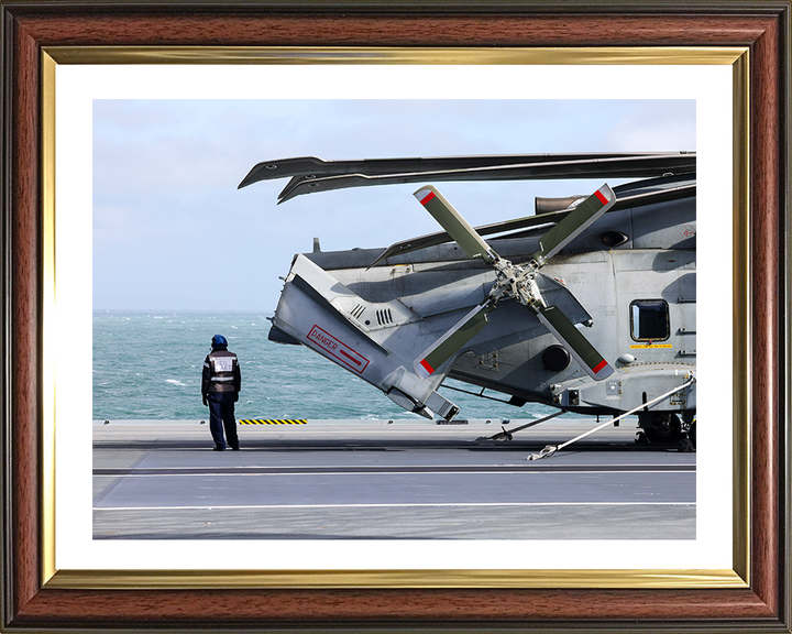 AET With Merlin Helicopter On HMS Prince of Wales Photo Print - Royal Navy Aircraft Hampshire Prints 10 x 8 Classic Frame Yes
