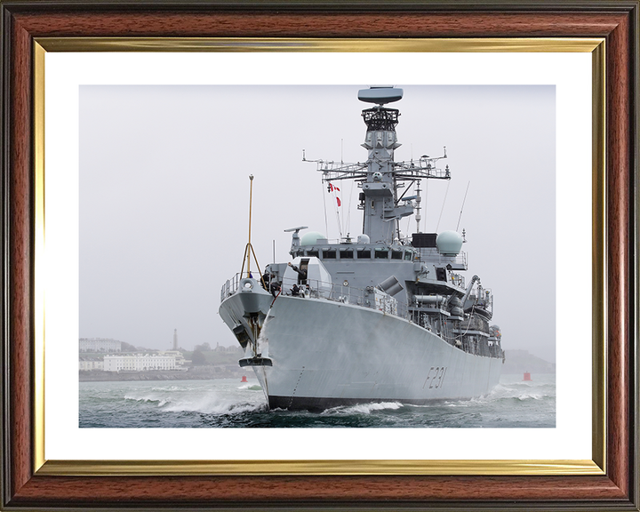 HMS Argyll (F231) Royal Navy Type 23 Frigate Low Port Bow View Photo Print Wall Art Decor Posters, Prints, & Visual Artwork Hampshire Prints 10 x 8 Classic Frame Yes