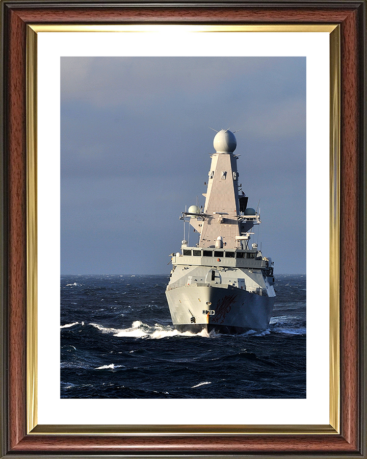 HMS Dragon (D35) Royal Navy Type 45 Destroyer Bow View Portrait Photo Print Wall Art Decor Posters, Prints, & Visual Artwork Hampshire Prints 10 x 8 Classic Frame Yes