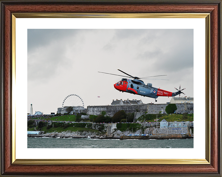 Sea King (SAR) Helicopter Over Plymouth Sound 2012 Photo Print - Royal Navy Aircraft Posters, Prints, & Visual Artwork Hampshire Prints 10 x 8 Classic Frame Yes
