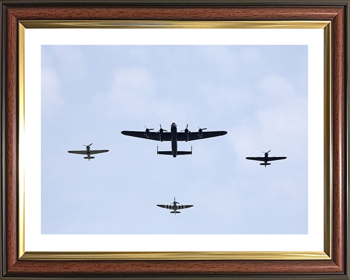 RAF Lancaster Spitfire hurricane Flyover Photo Print - Royal Air Force Aircraft Hampshire Prints 10 x 8 Classic Frame Yes