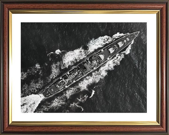 HMS Barrosa (D68) Royal Navy Battle Class Destroyer From Above Photo Print Wall Art Decor Posters, Prints, & Visual Artwork Hampshire Prints 10 x 8 Classic Frame Yes