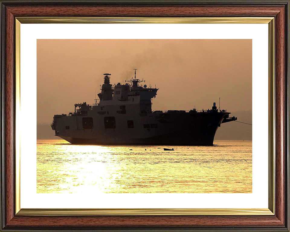 HMS Ocean (L12) Photo Print - at Sunset 2001 - Royal Navy Landing Platform Helicopter