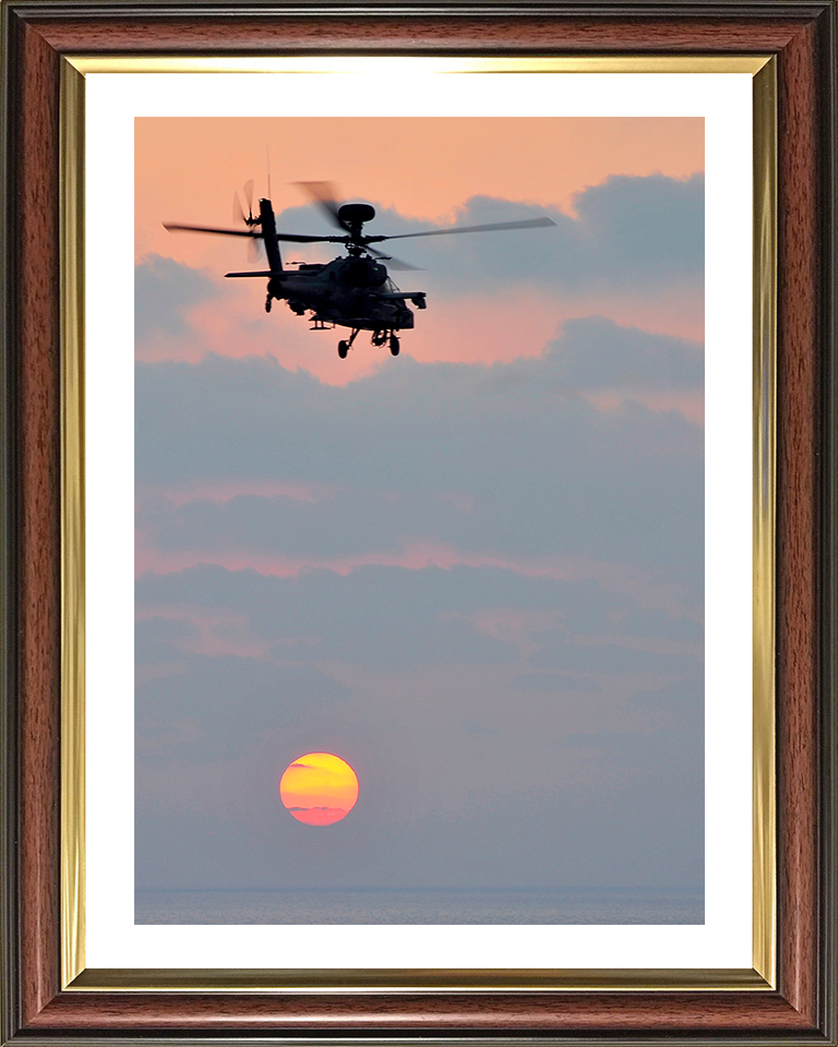Army Apache Helicopter Silhouette Photo Print - British Army Hampshire Prints 10 x 8 Classic Frame Yes