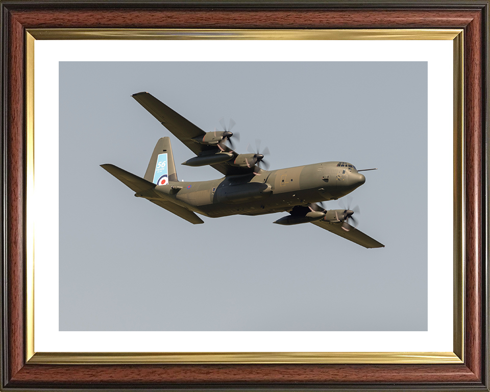 RAF Hercules C-130J in flight Photo Print - Royal Air Force Aircraft Hampshire Prints 10 x 8 Classic Frame Yes