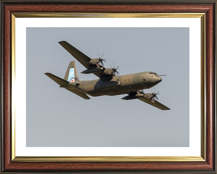 RAF Hercules C-130J in flight Photo Print - Royal Air Force Aircraft Hampshire Prints 10 x 8 Classic Frame Yes