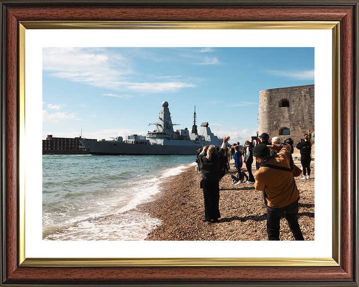 HMS Dauntless (D33) Photo Print - Round Tower 2025 - Royal Navy Type 45 Destroyer Hampshire Prints 10 x 8 Classic Frame Yes