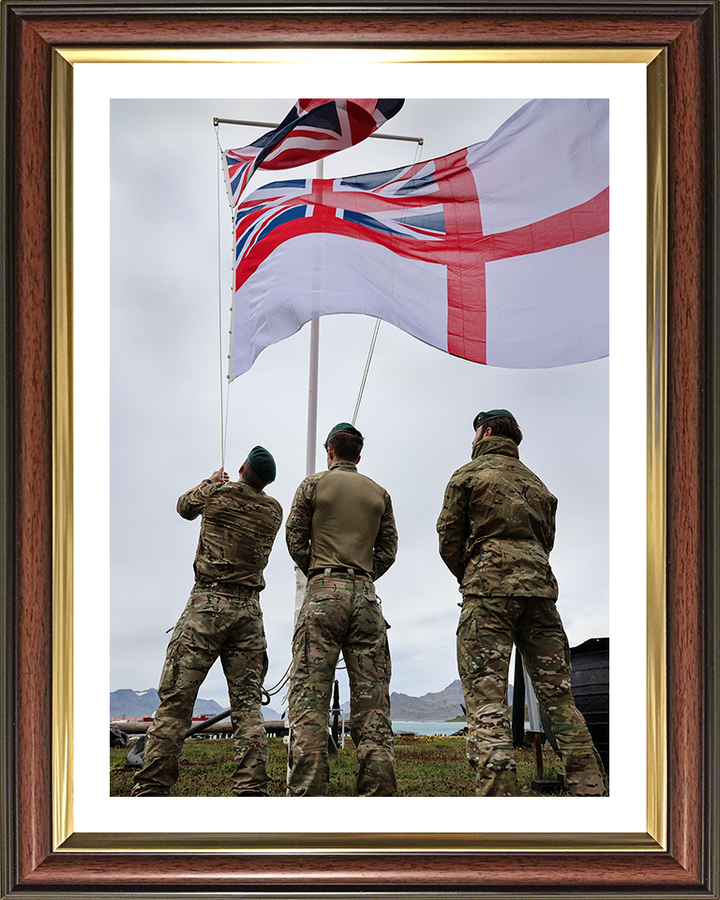 Royal Marines Commandos Raise the White Ensign Photo Print Hampshire Prints 10 x 8 Classic Frame Yes