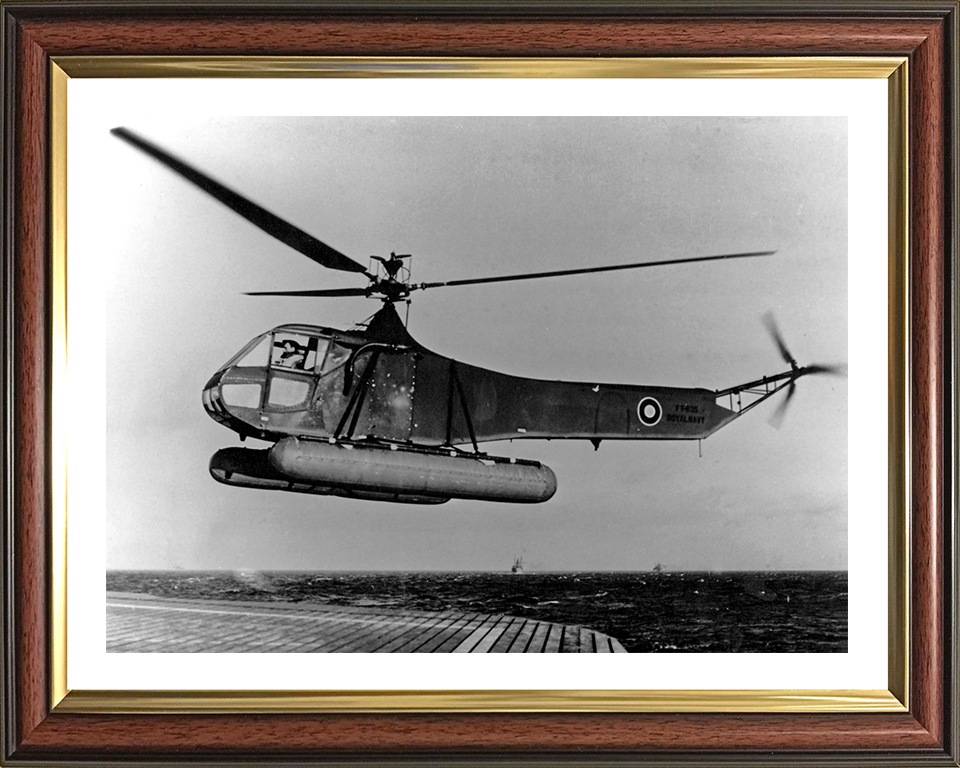 A Sikorsky R-4 Helicopter Landing on MV Daghestan Photo Print - Royal Navy Aircraft Hampshire Prints 10 x 8 Classic Frame Yes