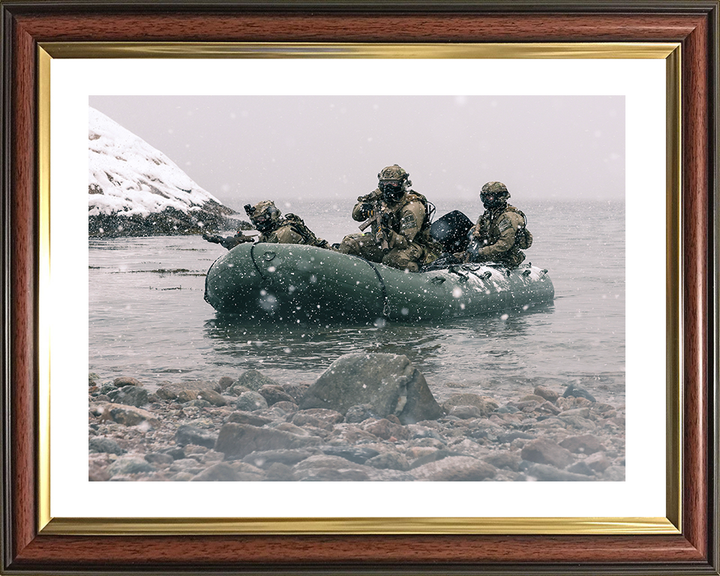Royal Marines on a Inflatable Raiding Craft in the Snow Photo Print 30 Commando Wall Art Military Decor Posters, Prints, & Visual Artwork Hampshire Prints 10 x 8 Classic Frame Yes