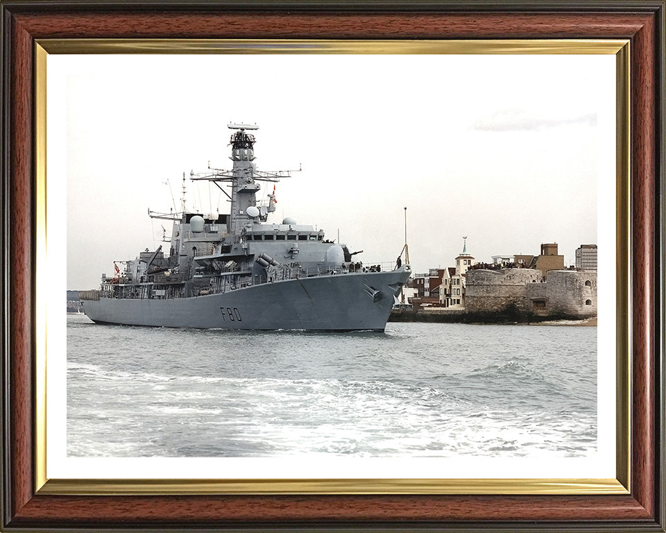 HMS Grafton (F80) Photo Print - Leaving Portsmouth - Royal Navy Type 23 Frigate Hampshire Prints 10 x 8 Classic Frame Yes