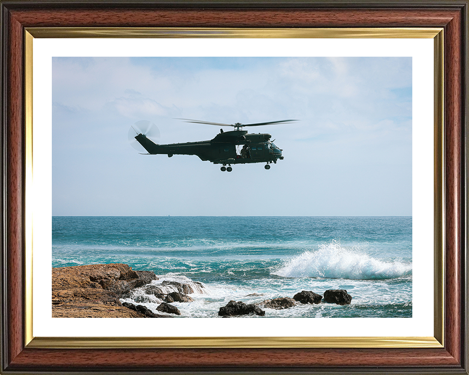 RAF Puma Helicopter in flight Photo Print - Royal Air Force Aircraft Hampshire Prints 10 x 8 Classic Frame Yes