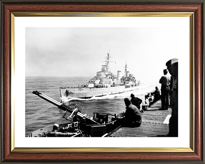 HMS Belfast (C35) Royal Navy Town Class Light Cruiser At Sea 1952 Photo Print Wall Art Decor Posters, Prints, & Visual Artwork Hampshire Prints 10 x 8 Classic Frame Yes