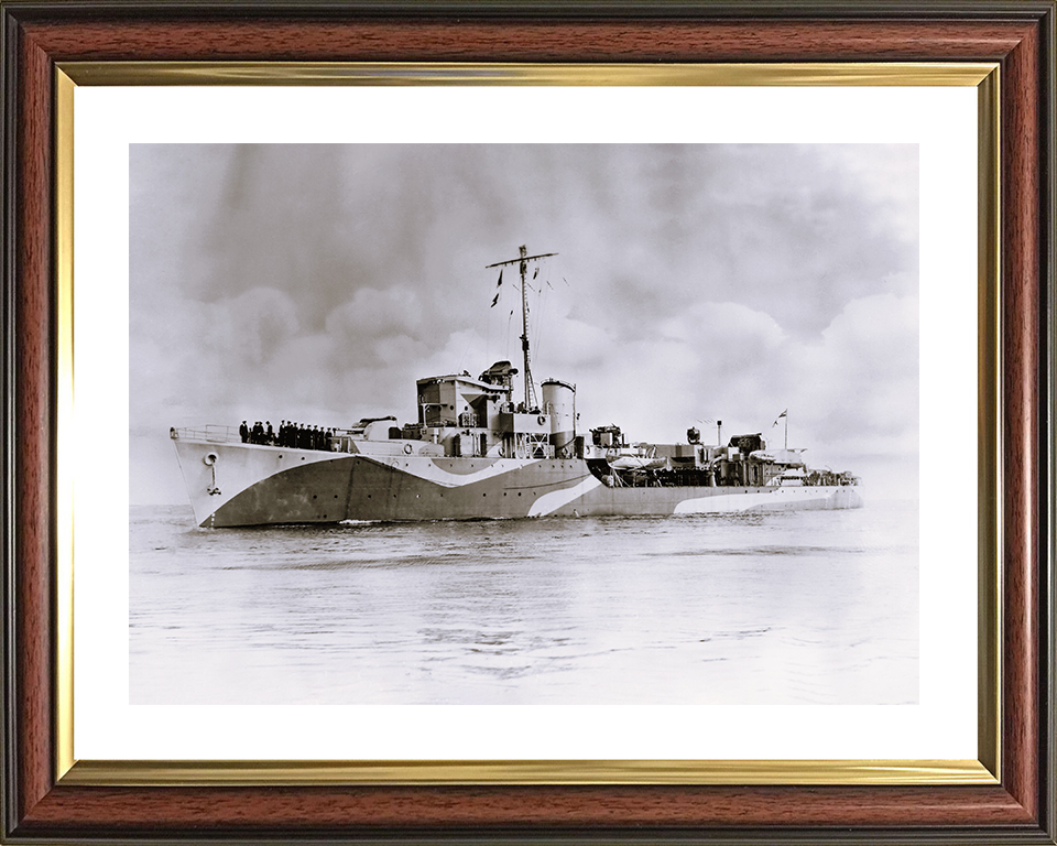 HMS Haydon (L75) - At Sea 1943 - Royal Navy Hunt Class Escort Destroyer Photo Print Wall Art Naval Decor UK Posters, Prints, & Visual Artwork Hampshire Prints 10 x 8 Classic Frame Yes