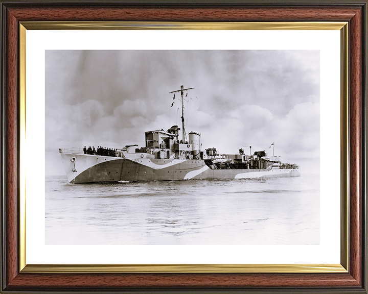 HMS Haydon (L75) - At Sea 1943 - Royal Navy Hunt Class Escort Destroyer Photo Print Wall Art Naval Decor UK Posters, Prints, & Visual Artwork Hampshire Prints 10 x 8 Classic Frame Yes
