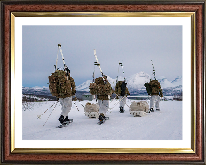 Royal Marines Commandos yomping in snow shoes Photo Print Hampshire Prints 10 x 8 Classic Frame Yes