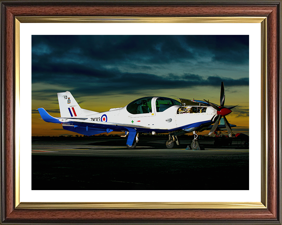 RAF Grob Prefect at sunset Photo Print - Royal Air Force Aircraft Hampshire Prints 10 x 8 Classic Frame Yes