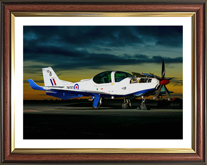 RAF Grob Prefect at sunset Photo Print - Royal Air Force Aircraft Hampshire Prints 10 x 8 Classic Frame Yes
