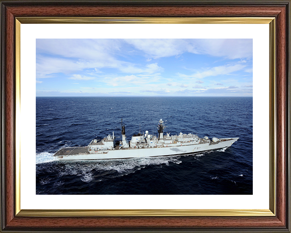 HMS Chatham (F87) Royal Navy Type 22 Frigate From a Helicopter Photo Print Wall Art Decor Posters, Prints, & Visual Artwork Hampshire Prints 10 x 8 Classic Frame Yes
