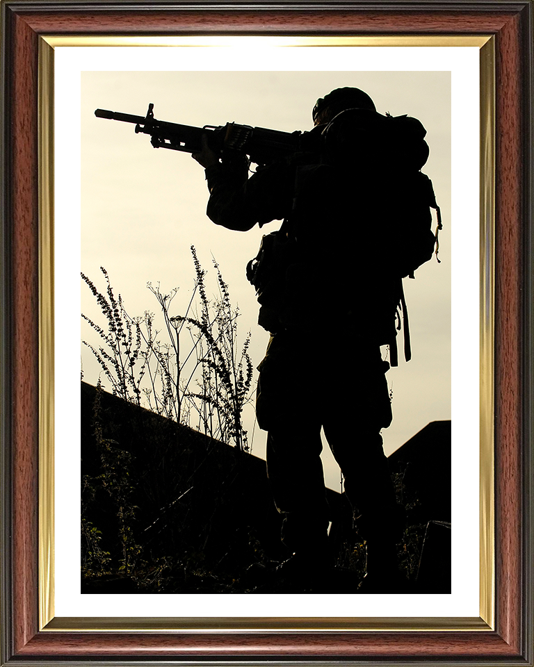 Royal Marines Commando Silhouette Photo Print - 40 Commando Hampshire Prints 10 x 8 Classic Frame Yes