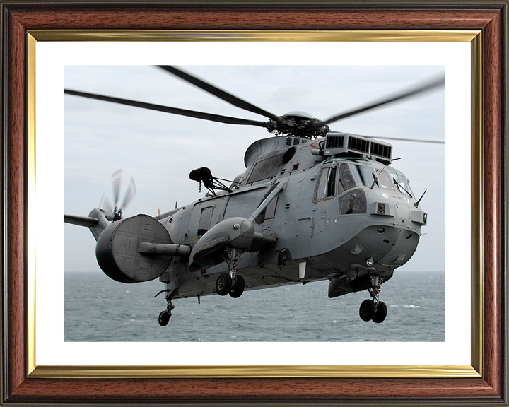 Sea King AEW 2 Helicopter in Flight 2007 Photo Print - Royal Navy Aircraft Posters, Prints, & Visual Artwork Hampshire Prints 10 x 8 Classic Frame Yes