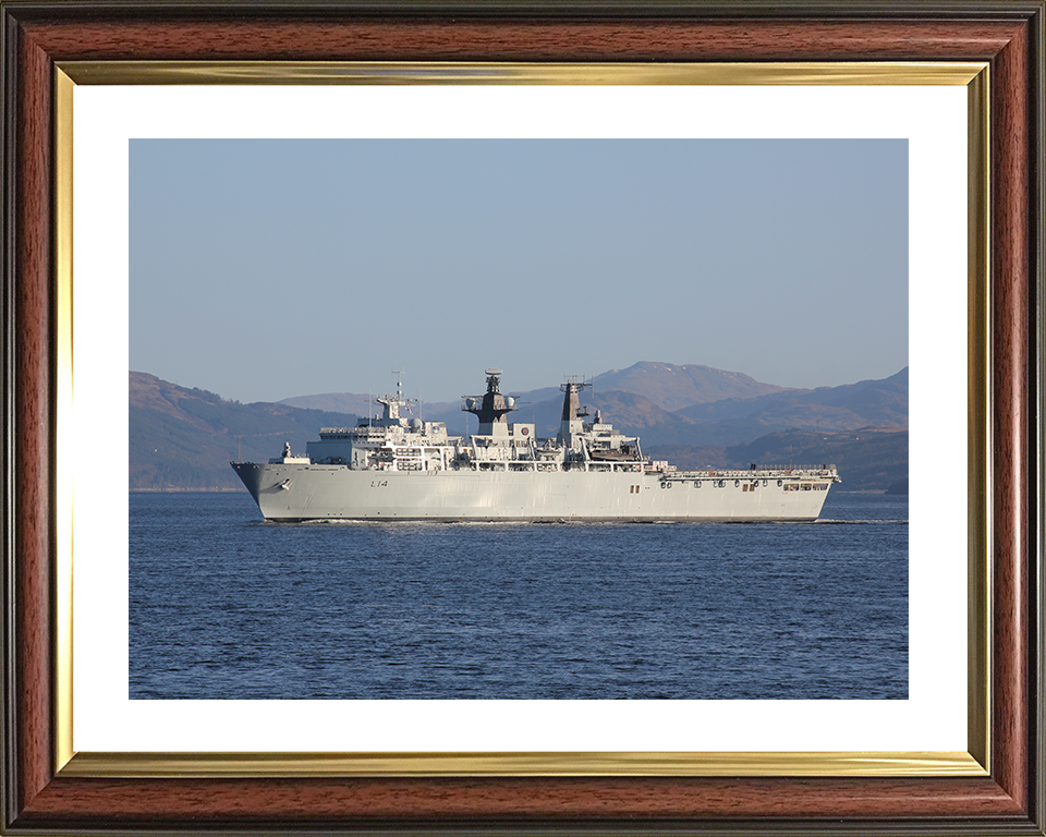 HMS Albion (L14) Royal Navy Albion Class Amphibious Ship Port Beam View Photo Print Wall Art Naval Decor Posters, Prints, & Visual Artwork Hampshire Prints 10 x 8 Classic Frame Yes
