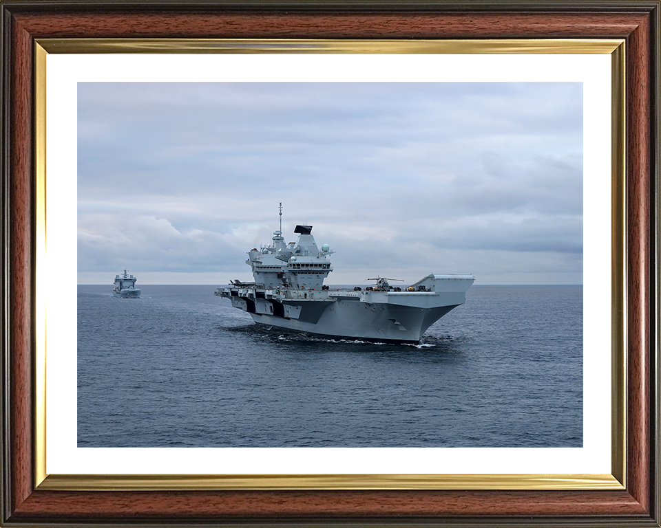 HMS Prince of Wales (R09) Photo Print - At Sea 2024 - Royal Navy Queen Elizabeth Class Aircraft Carrier Hampshire Prints 10 x 8 Classic Frame Yes