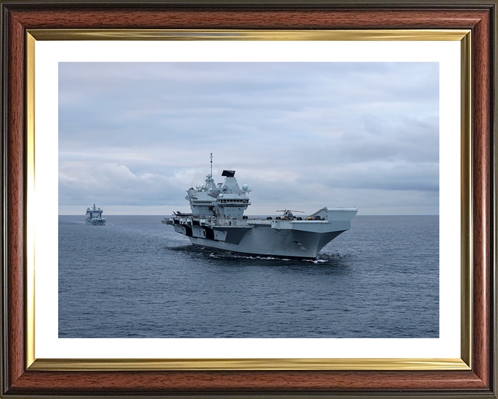 HMS Prince of Wales (R09) Photo Print - At Sea 2024 - Royal Navy Queen Elizabeth Class Aircraft Carrier Hampshire Prints 10 x 8 Classic Frame Yes