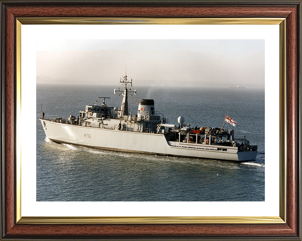 HMS Bicester (M36) Photo Print - Leaving Portsmouth 1997 - Royal Navy Hunt Class Mine Warfare Vessel