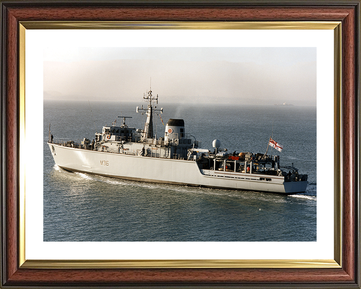 HMS Bicester (M36) Photo Print - Leaving Portsmouth 1997 - Royal Navy Hunt Class Mine Warfare Vessel
